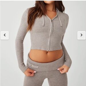 Frankies Bikinis Fleur Cloud Knit Low Rise Pant in Gray